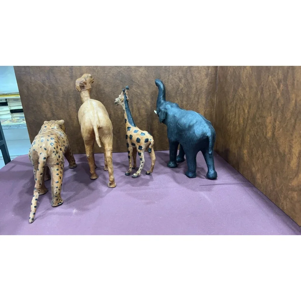 Home Decor Wood And Mixed Material Safari Animal Set of 4 Animals